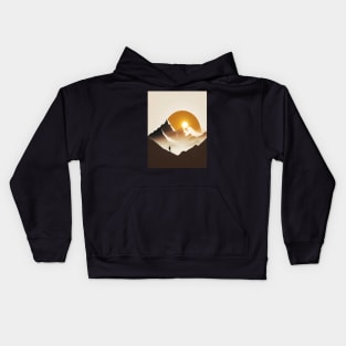 Silhouette of mountain and sunset Kids Hoodie